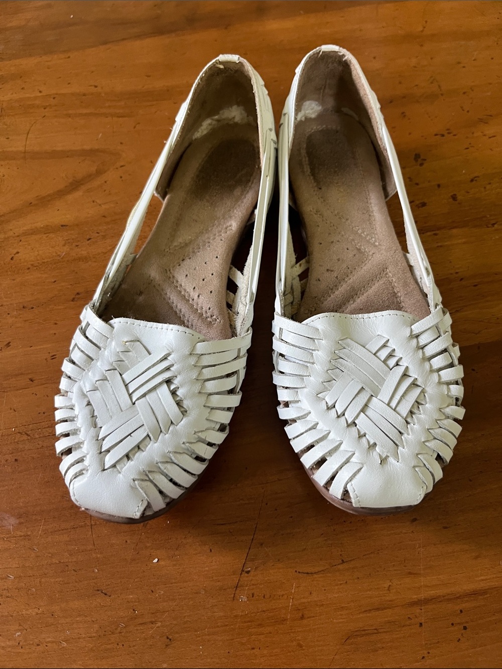 Naturalizer White Woven Leather Huarache Slip-On Ballet Flats